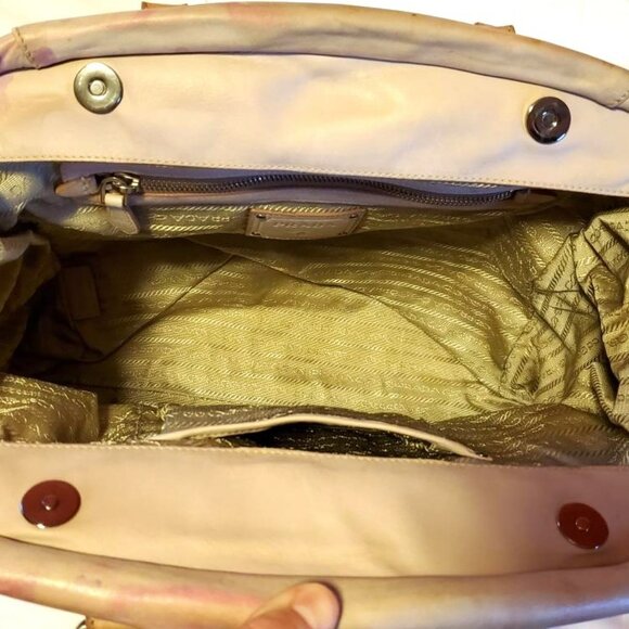 Prada XL soft nappa leather bag beige peach purple Pink double handle Tote dyed - Picture 12 of 16